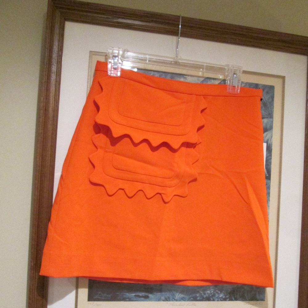 NWT Victoria Beckham orange scallop skirt NEW